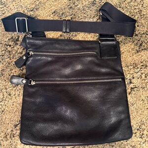 margot Black Leather Shoulder Crossbody Bag